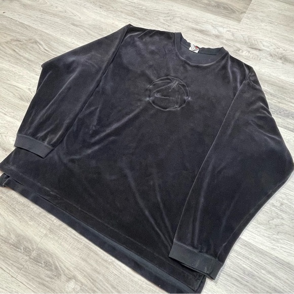Vintage 90’s Nike Charcoal Team Sports center swoosh Crewneck velour sz L - Picture 2 of 11